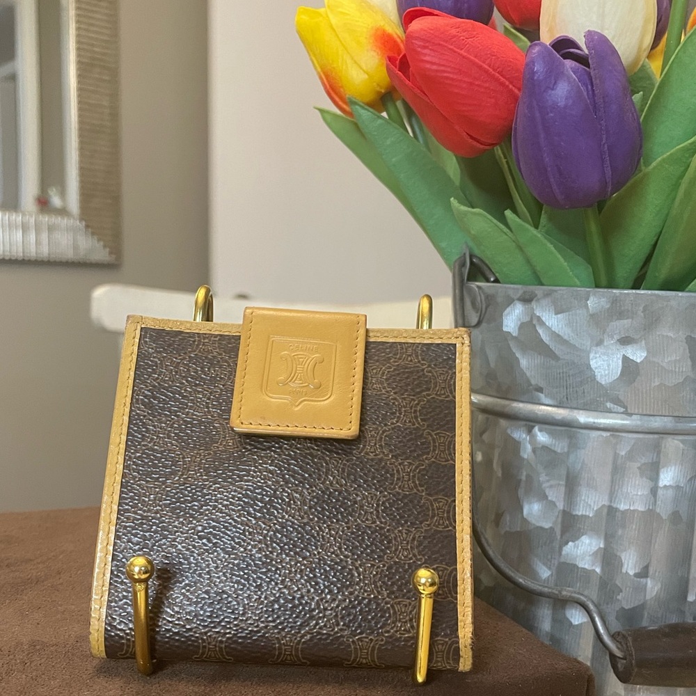 Celine Macadam Compact Wallet Brown And Tan - image 1